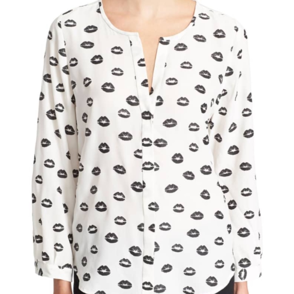 * Joie Lip Print Silk Blouse *